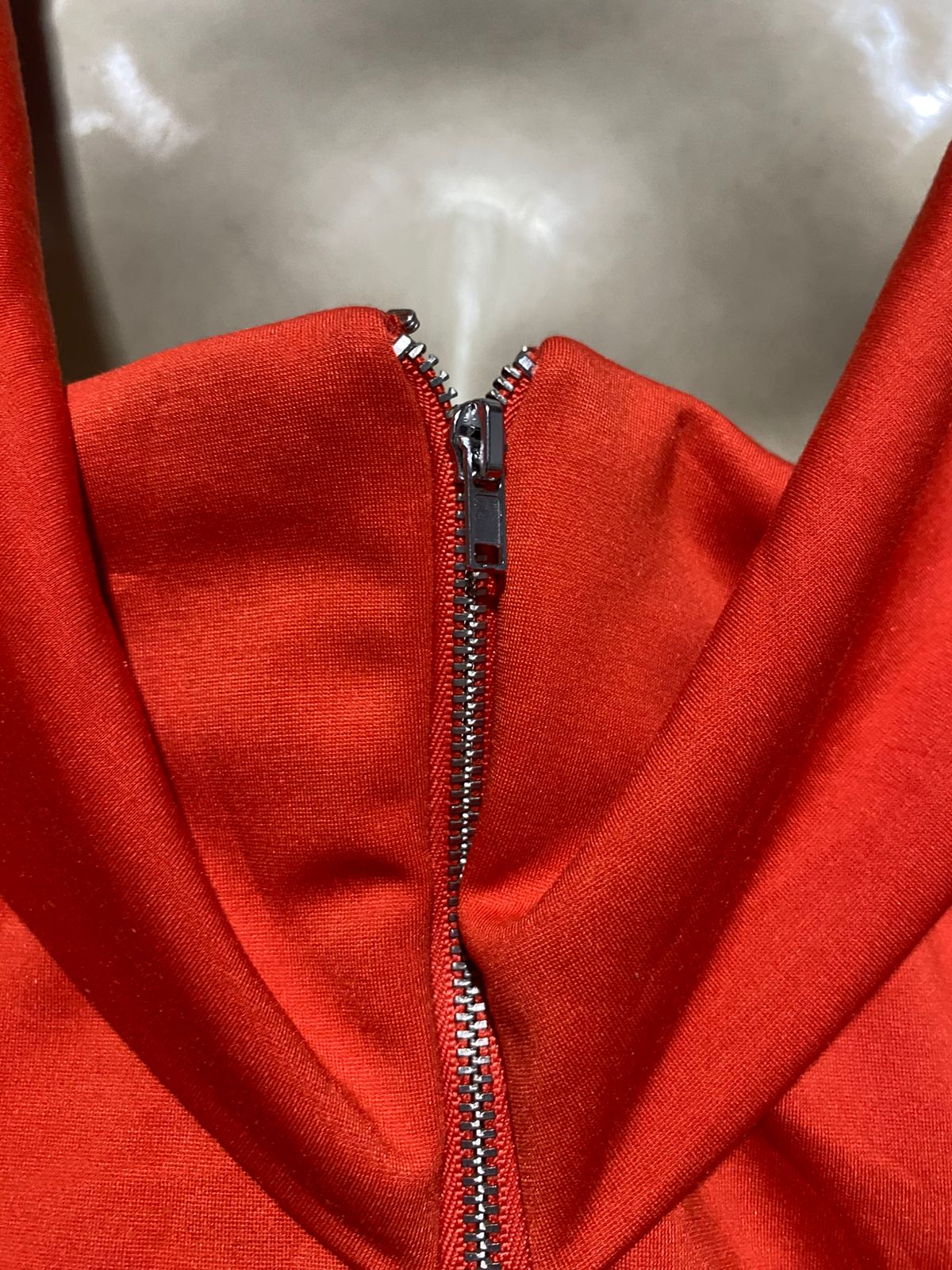 ATMOS & HERE |L| BUST 19| B23|  VIBRANT ORANGE OFF-THE-SHOULDER BELTED MIDI COCKTAIL DRESS
