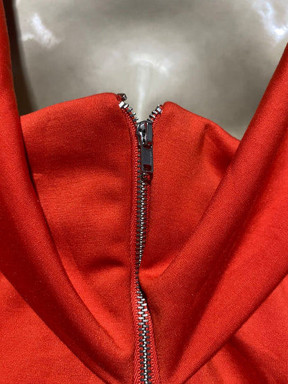 ATMOS & HERE |L| BUST 19| B23|  VIBRANT ORANGE OFF-THE-SHOULDER BELTED MIDI COCKTAIL DRESS