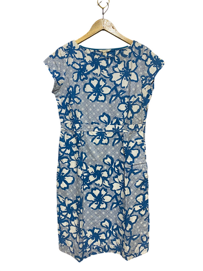 WHITE STUFF |L| BUST 19| B13| WHITE STUFF BLUE & WHITE FLORAL COTTON SHEATH DRESS