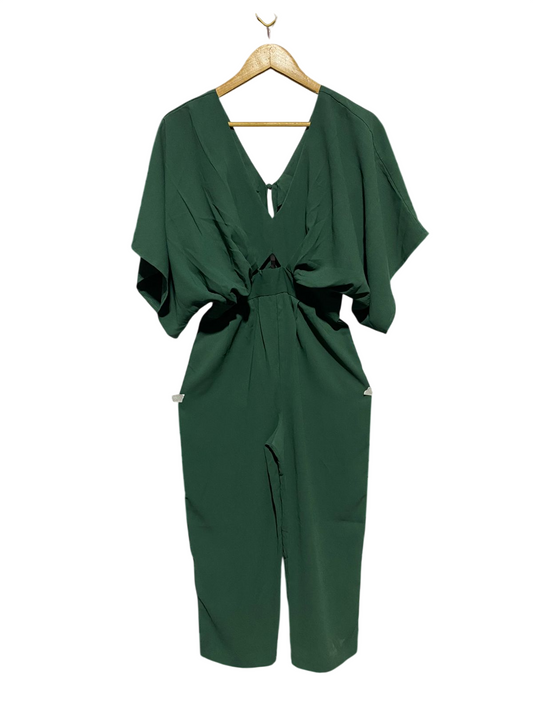 ASOS |L| BUST FREE |B13| LUXURY BOTTLE GREEN CUT-OUT WIDE LEG JUMPSUIT
