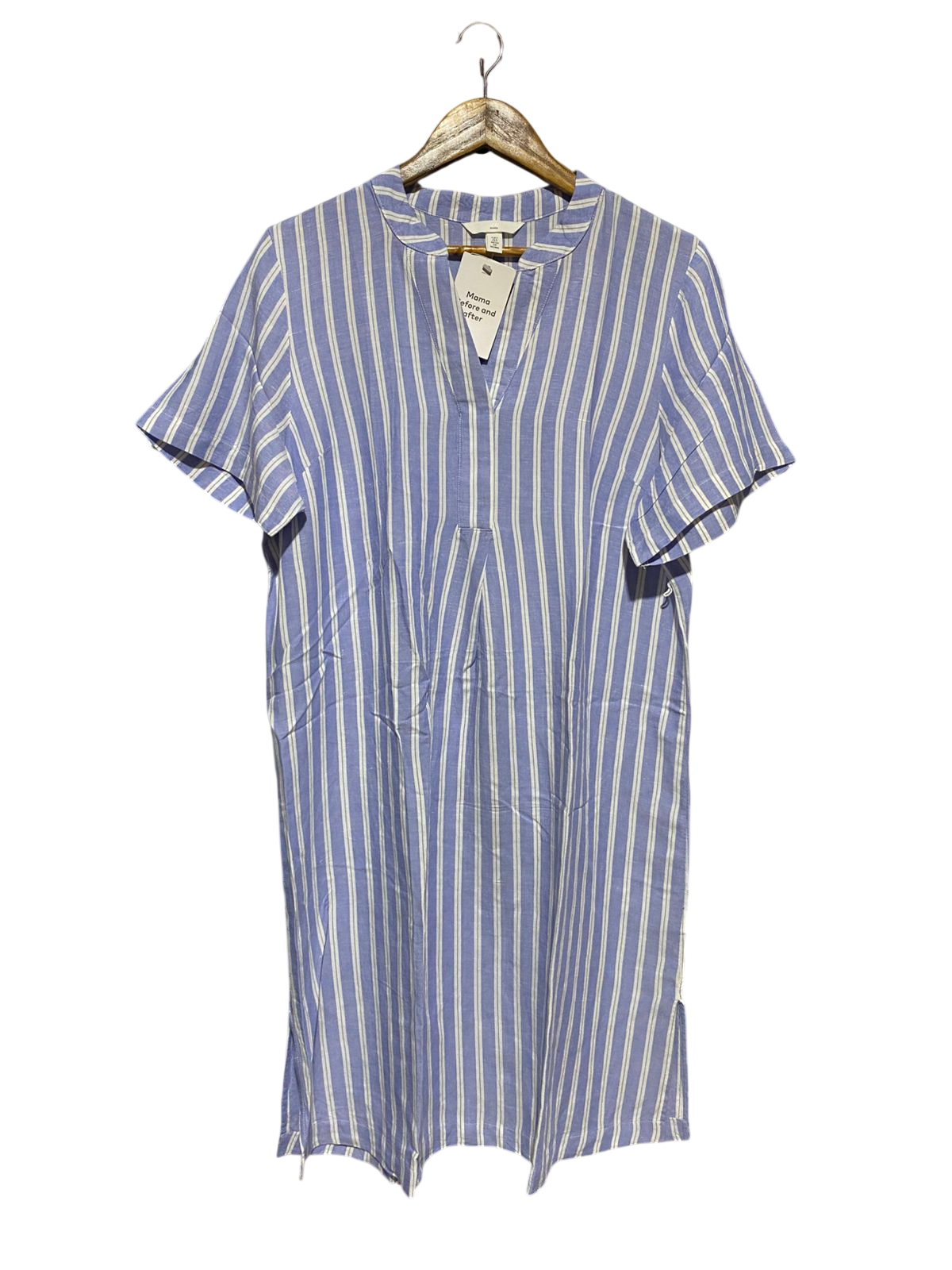 H&M |L| BUST 21| B13| MAMA STRIPED LINEN BLEND TUNIC DRESS