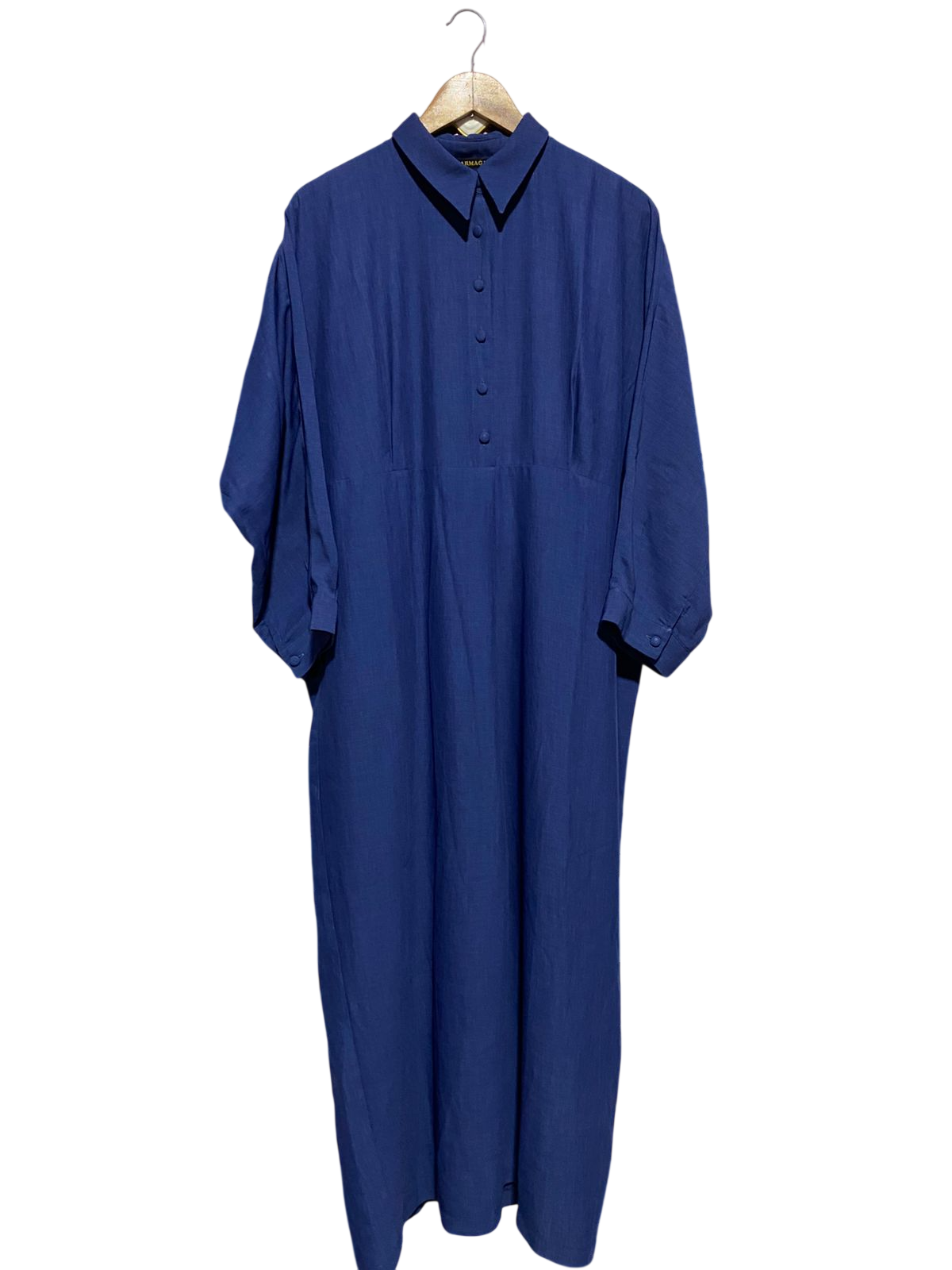 ARMAGAN |L| BUST FREE| B13| LUXURY DEEP NAVY BUTTON-DOWN MAXI SHIRT DRESS