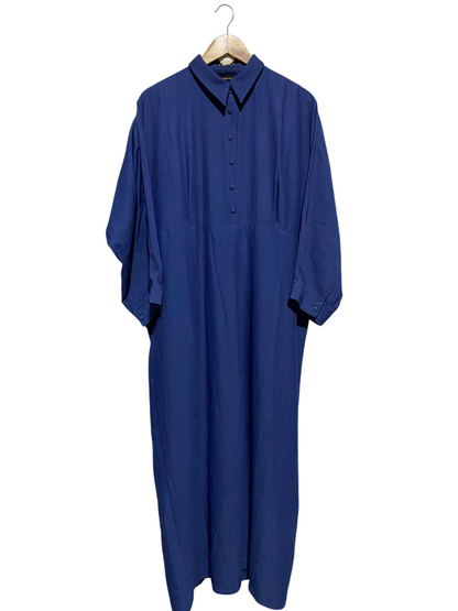 ARMAGAN |L| BUST FREE| B13| LUXURY DEEP NAVY BUTTON-DOWN MAXI SHIRT DRESS