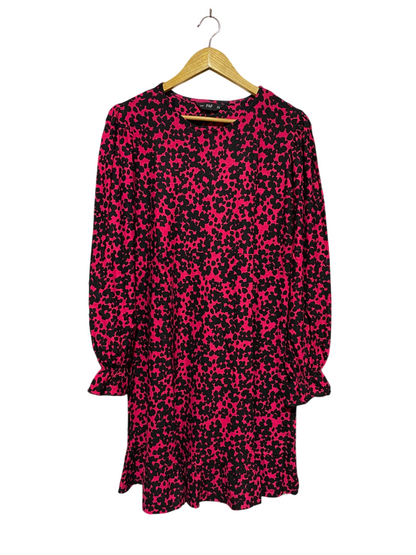 F&F |L| BUST 20| B13| PINK AND BLACK FLORAL SMOCK MINI DRESS