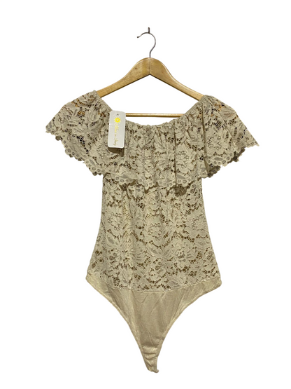 |S| BUST 13| B13| ELEGANT OFF-SHOULDER LACE BARDOT BODYSUIT