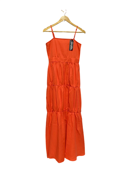 BOOHOO |S| BUST 15| B13| VIBRANT ORANGE TIERED MAXI SUN DRESS