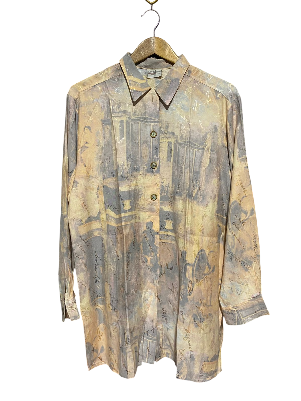EMDEE |XL| BUST 22| B13| VINTAGE ARTISTIC PRINT BUTTON-DOWN BLOUSE