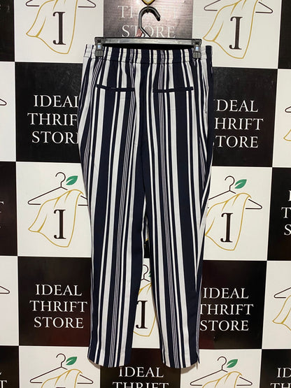 ZARA BASIC |M| WAIST 28| B13| STRIPED HIGH-WAISTED TAPERED TROUSERS