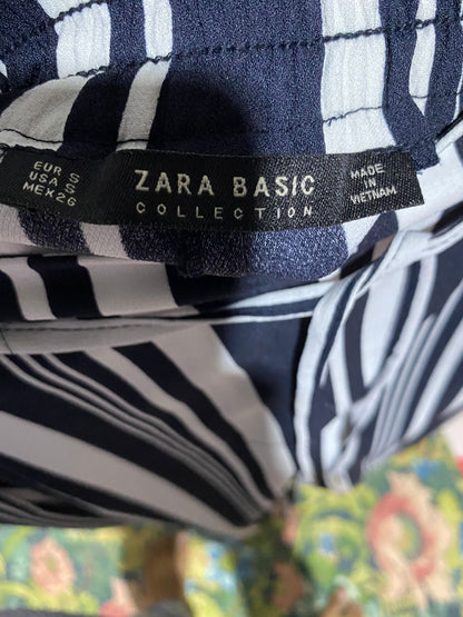 ZARA BASIC |M| WAIST 28| B13| STRIPED HIGH-WAISTED TAPERED TROUSERS