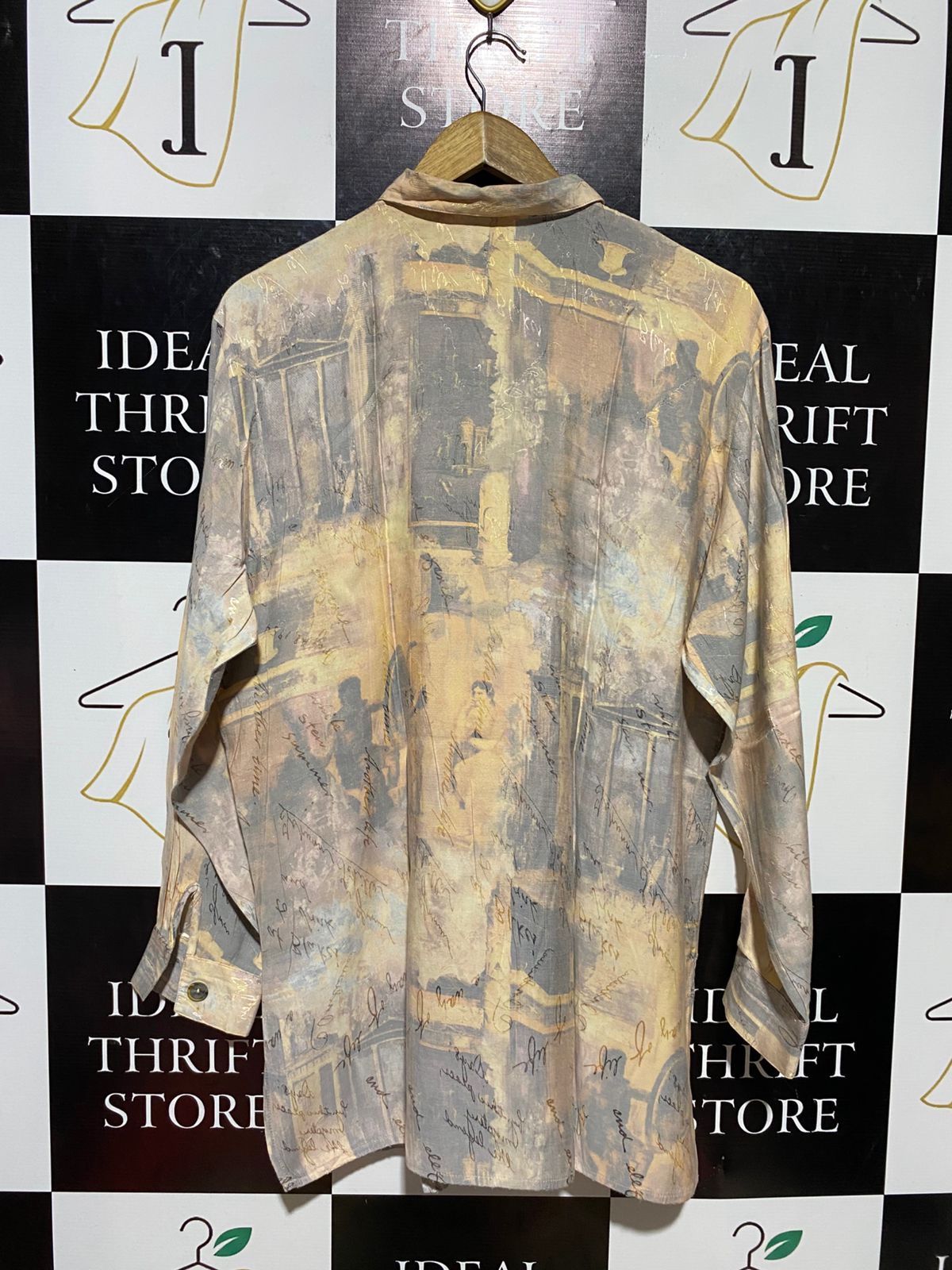 EMDEE |XL| BUST 22| B13| VINTAGE ARTISTIC PRINT BUTTON-DOWN BLOUSE