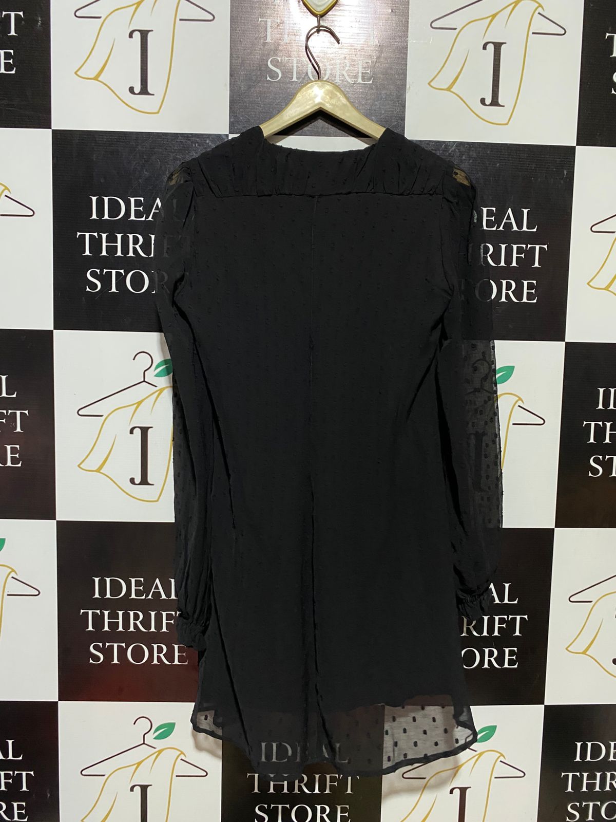 ZARA |M| BUST 17| B13| BLACK PIN-TUCKED DOBBY MINI DRESS