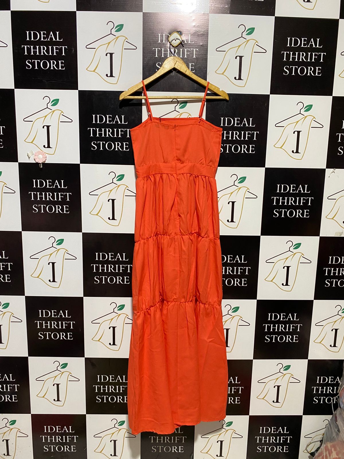 BOOHOO |S| BUST 15| B13| VIBRANT ORANGE TIERED MAXI SUN DRESS