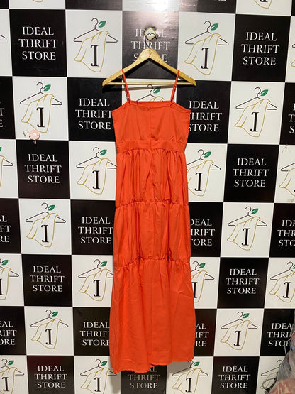 BOOHOO |S| BUST 15| B13| VIBRANT ORANGE TIERED MAXI SUN DRESS