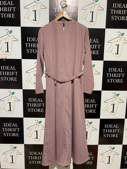 AR RIHLA |L| BUST 19| B13| MAUVE PLEATED ROUND-NECK MAXI ABAYA