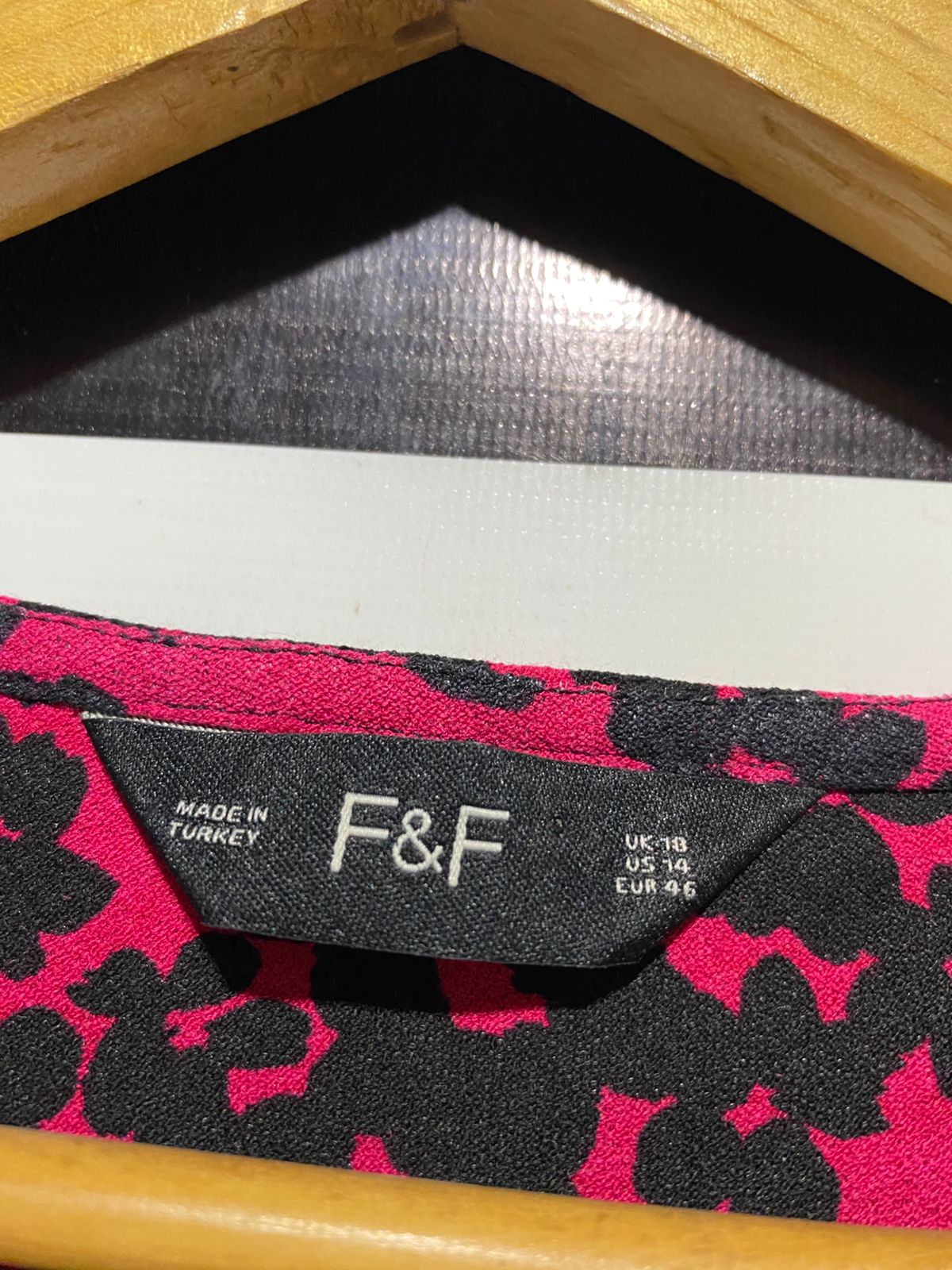 F&F |L| BUST 20| B13| PINK AND BLACK FLORAL SMOCK MINI DRESS