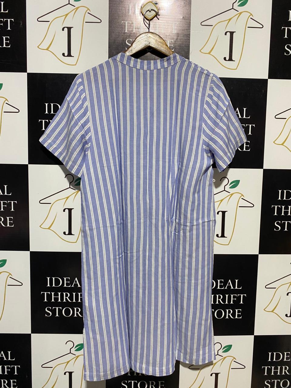 H&M |L| BUST 21| B13| MAMA STRIPED LINEN BLEND TUNIC DRESS