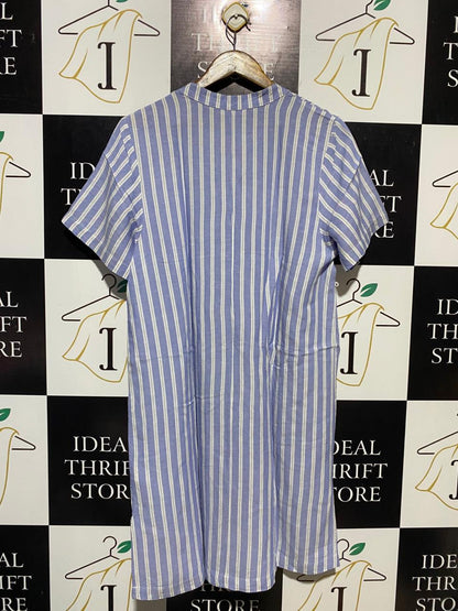 H&M |L| BUST 21| B13| MAMA STRIPED LINEN BLEND TUNIC DRESS
