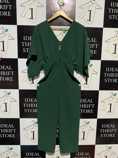 ASOS |L| BUST FREE |B13| LUXURY BOTTLE GREEN CUT-OUT WIDE LEG JUMPSUIT