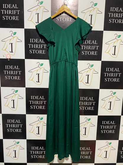 H&M |M| BUST 17| B13| EMERALD GREEN SILKY V-NECK MAXI DRESS