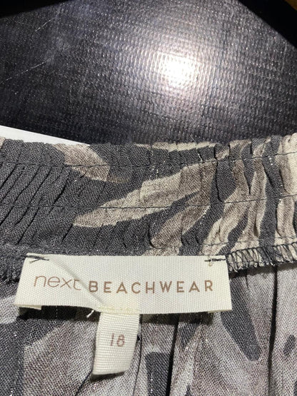 NEXT |L| BUST 22| B13| CHARCOAL GREY FLORAL METALLIC STRIPE MAXI DRESS