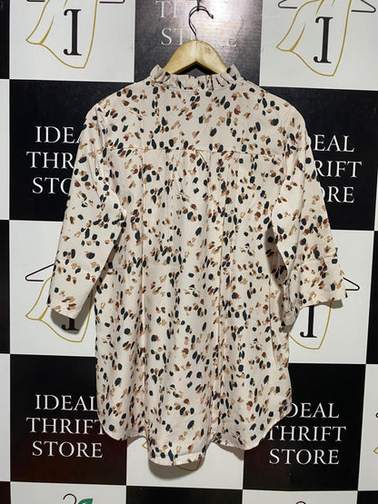 |M| BUST 20| B13| CHIC LEOPARD DOT RUFFLE NECK TUNIC TOP