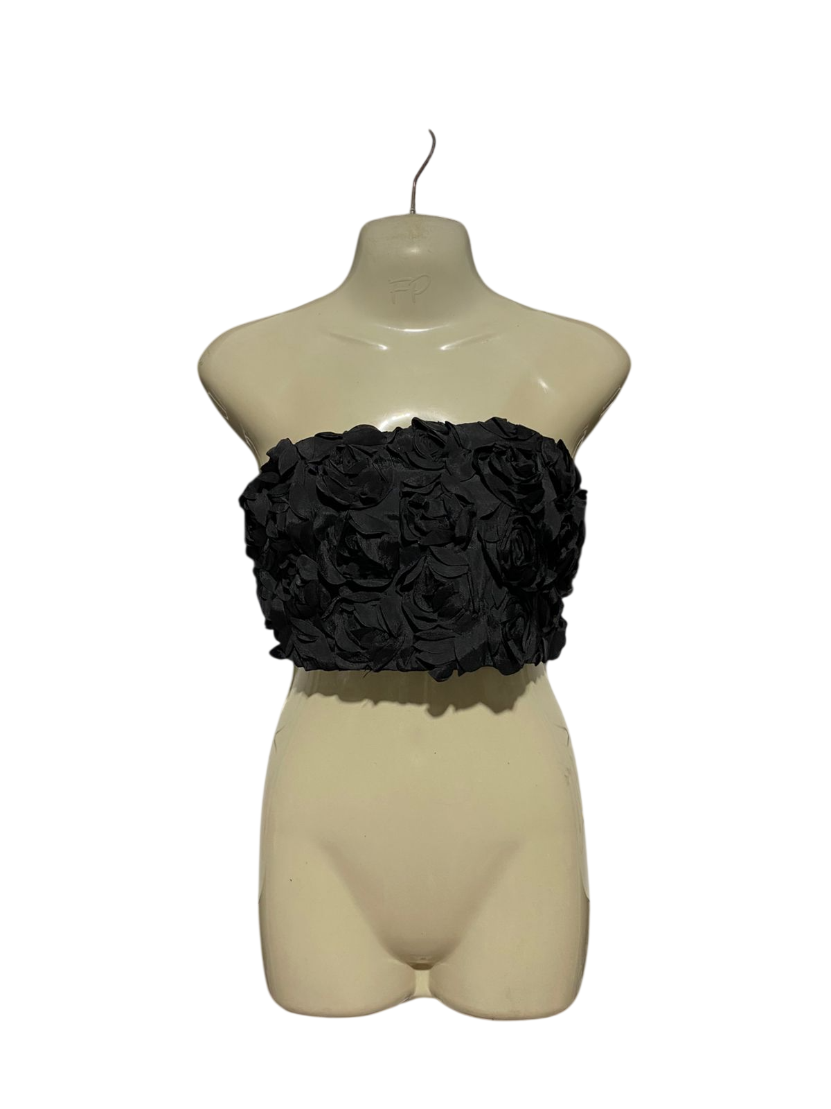 FAERIESTY |M| BUST 16| B13| CHIC BLACK 3D FLORAL ROSETTE BANDEAU CROP TOP