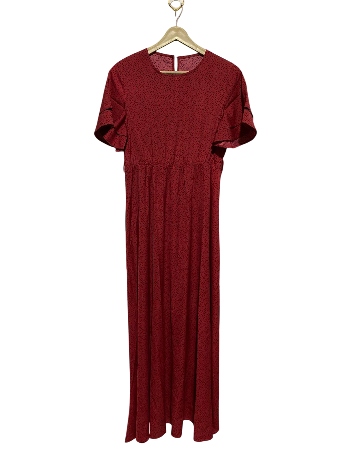 SHEIN |M| BUST 18| B13| BURGUNDY POLKA DOT MAXI DRESS