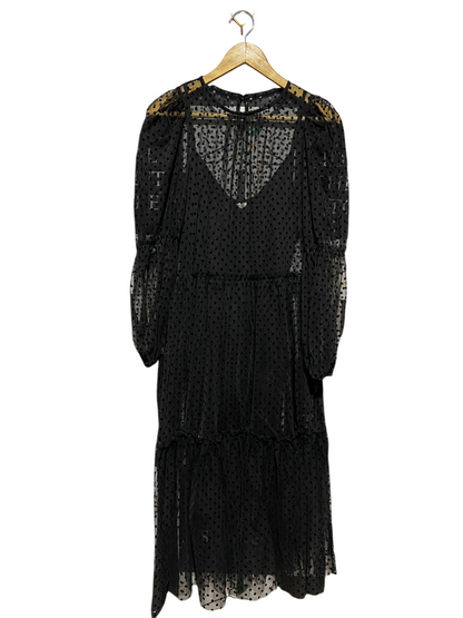 H&M |L| BUST 18| B13| WOMEN’S BLACK SHEER POLKA DOT MIDI DRESS
