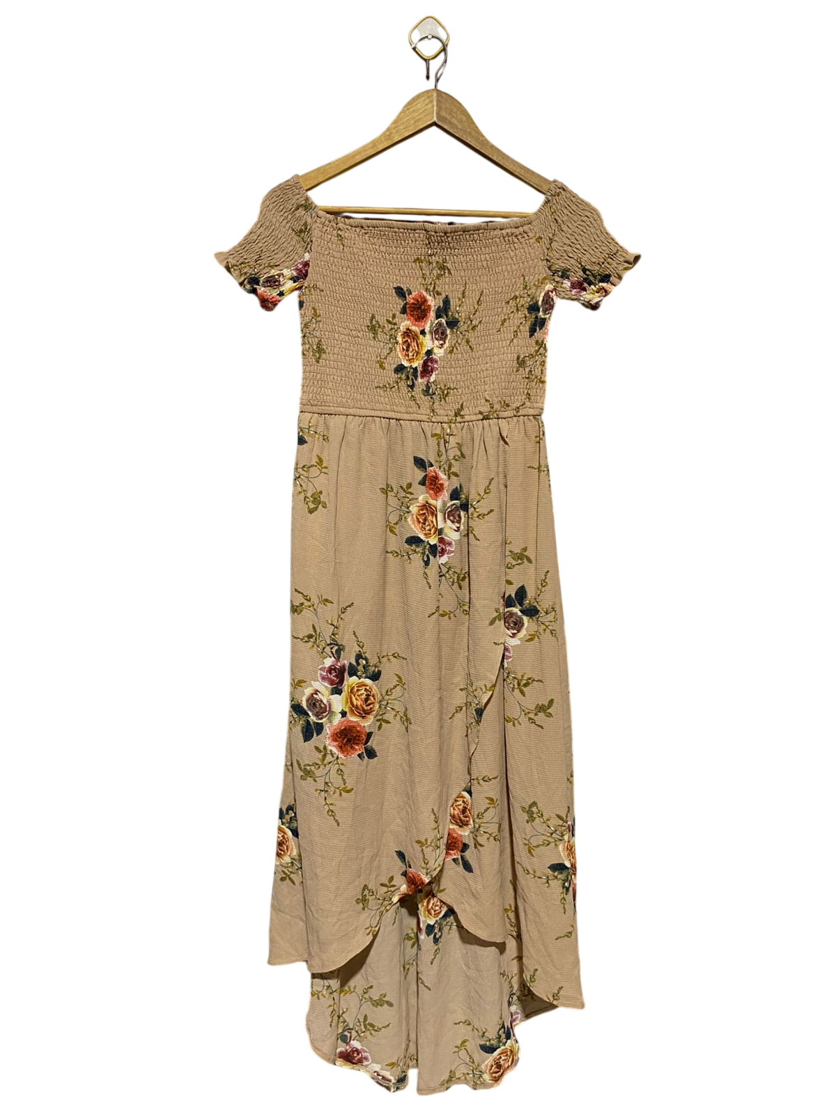 PARISIAN |M| BUST 14| B13| WOMEN’S FLORAL SMOCKED OFF-SHOULDER HIGH-LOW DRESS