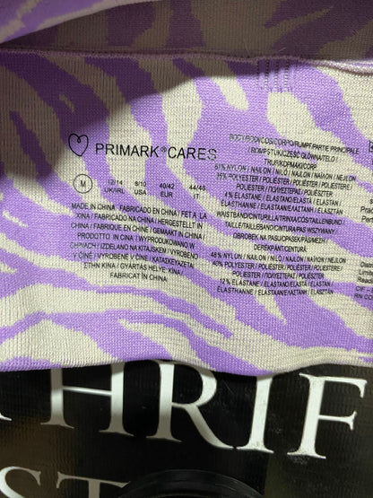 PRIMARK |S| B13| JOYLAB WOMEN’S SEAMLESS V-NECK CROP TOP & MINI SKIRT TWO-PIECE SET – PURPLE ZEBRA PRINT