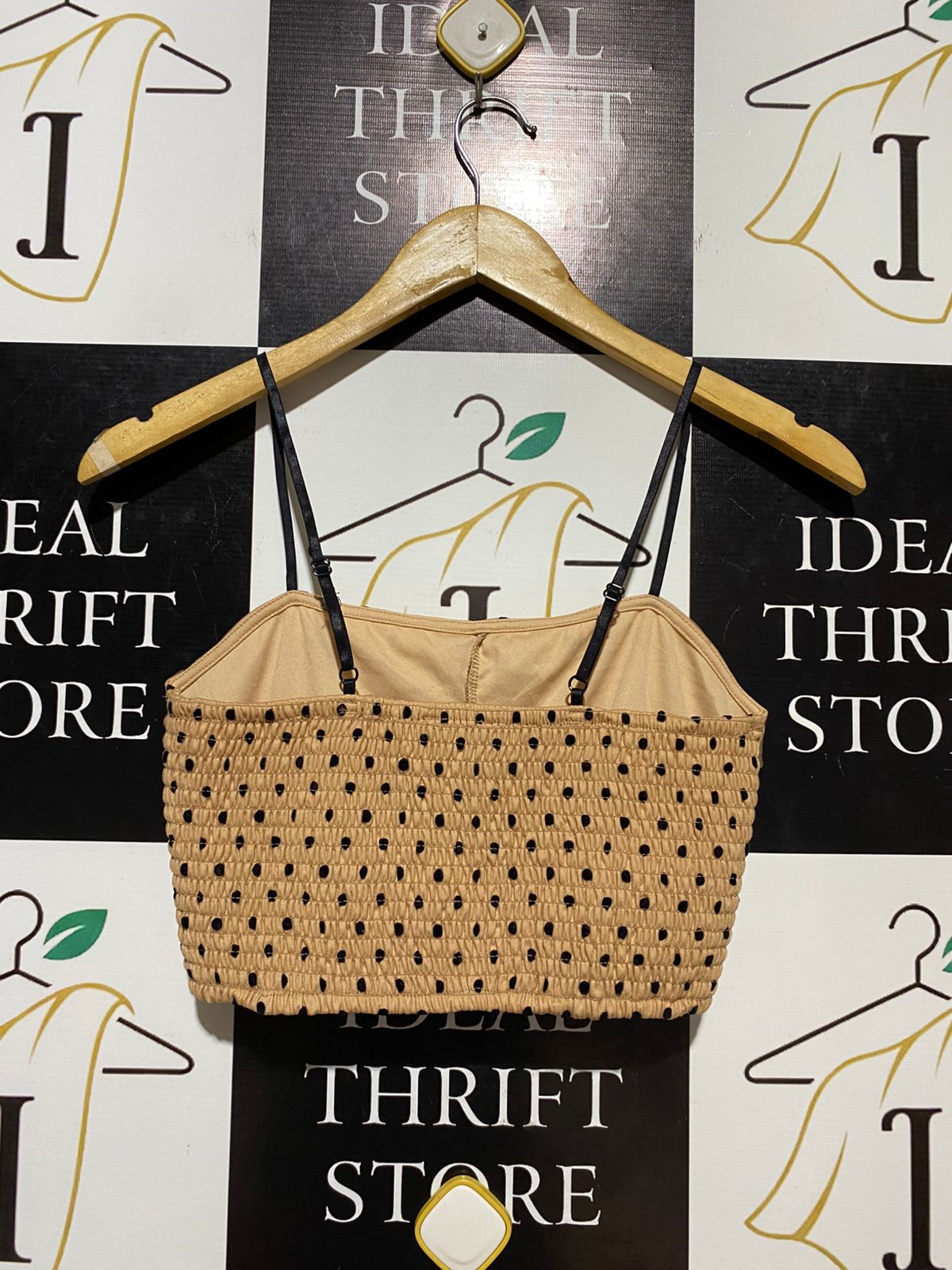 FOREVER |M| BUST 14| B13| WOMEN’S NUDE MESH POLKA DOT CROP TOP