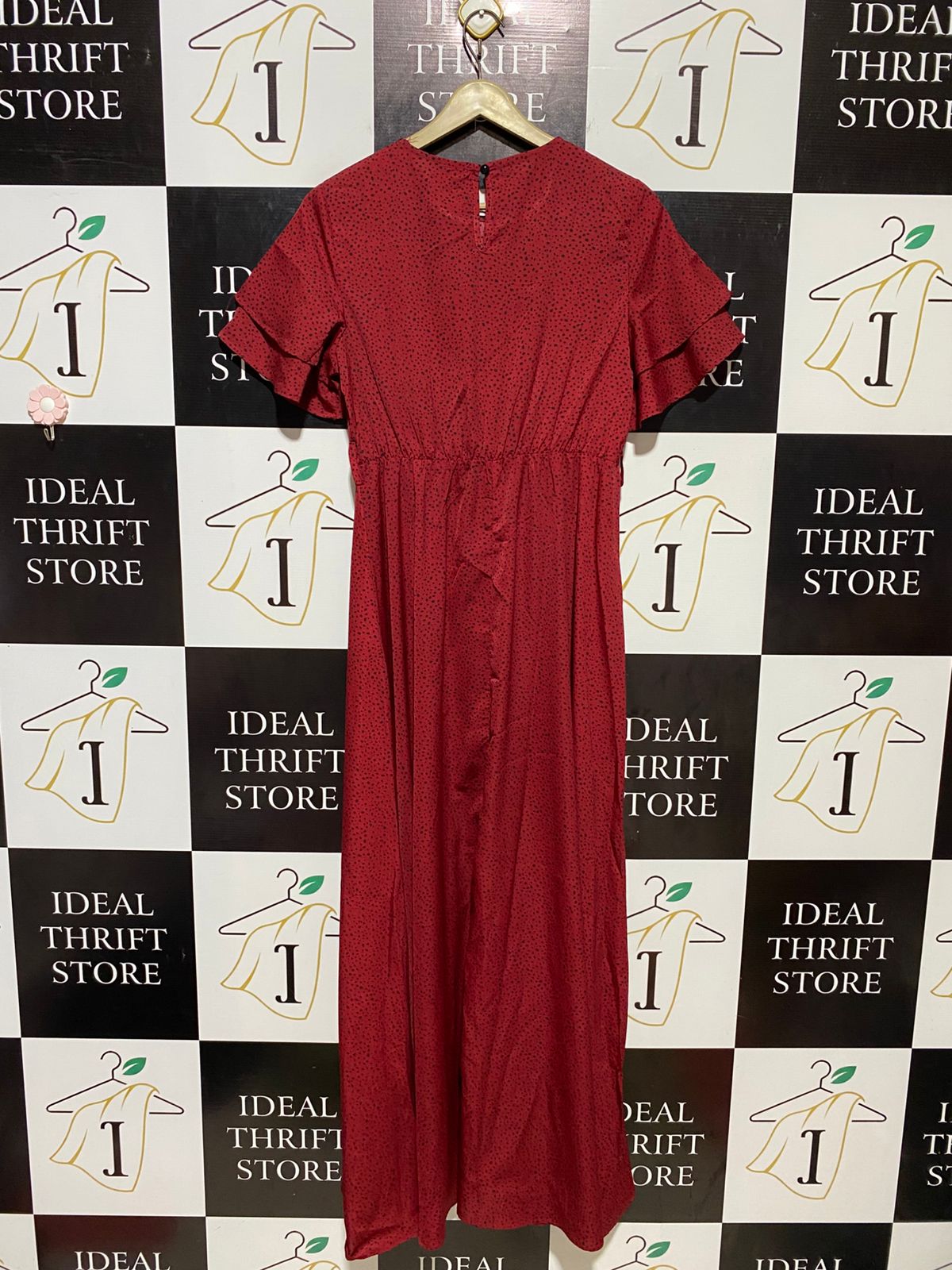 SHEIN |M| BUST 18| B13| BURGUNDY POLKA DOT MAXI DRESS