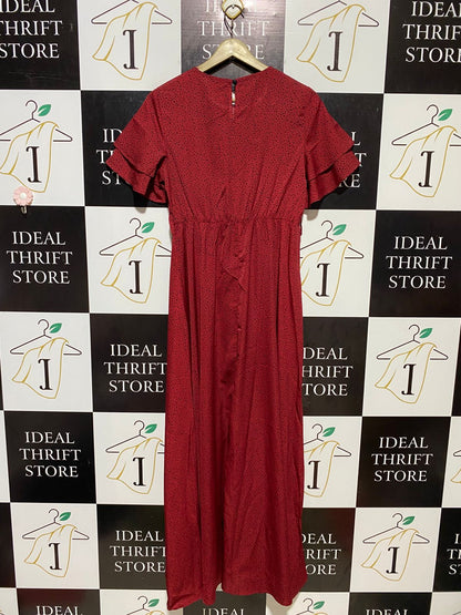 SHEIN |M| BUST 18| B13| BURGUNDY POLKA DOT MAXI DRESS