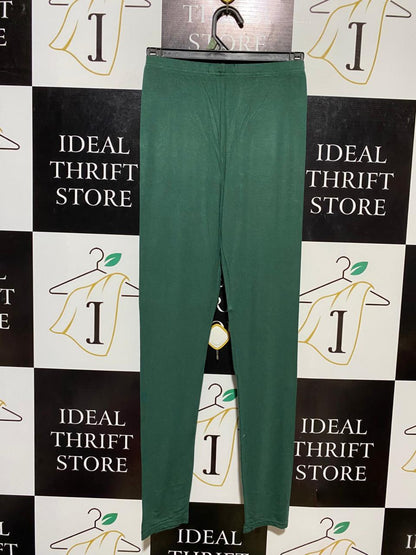 LIME LIGHT |S| WAIST 24| B13| BOTTLE GREEN STRETCHABLE COTTON TIGHTS / LEGGINGS FOR WOMEN