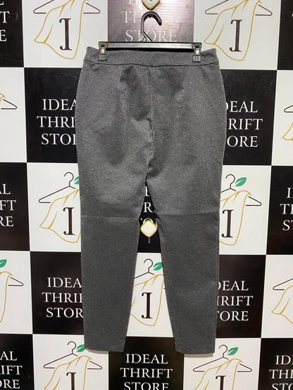 TAPERED LEG |XL| WAIST 32| B13| PREMIUM CHARCOAL GREY SHIMMER SLIM-FIT TROUSERS WITH ZIPPER DETAILS