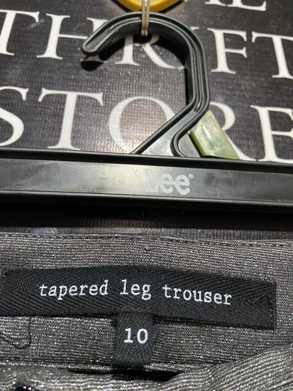 TAPERED LEG |XL| WAIST 32| B13| PREMIUM CHARCOAL GREY SHIMMER SLIM-FIT TROUSERS WITH ZIPPER DETAILS