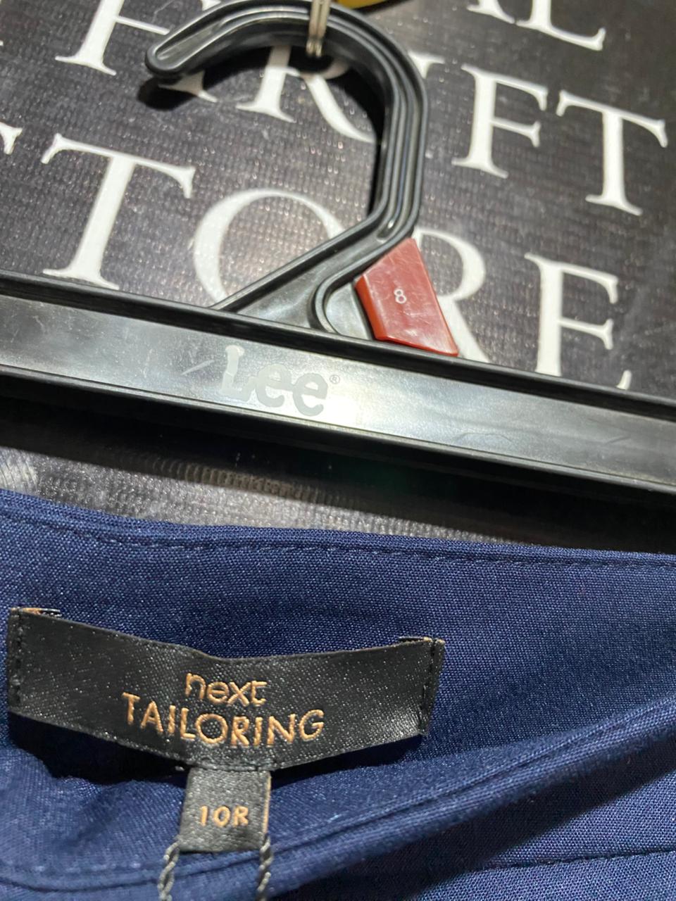 NEXT |L| WAIST 30| B13| TAILORED NAVY BLUE SKINNY FIT FORMAL TROUSERS WITH LACE HEM DETAIL