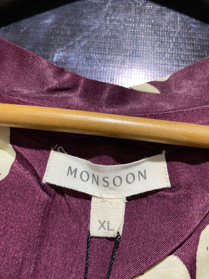 MONSOON |XL| BUST FREE| B13| LUXE MAROON SILKY FLORAL MAXI KIMONO WITH WAIST TIE