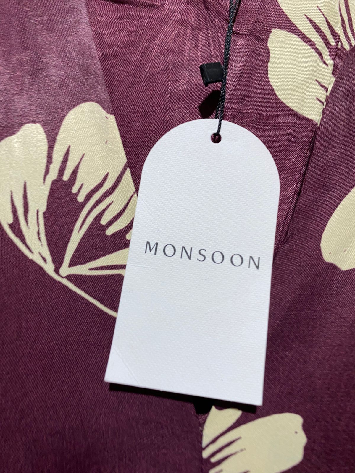 MONSOON |XL| BUST FREE| B13| LUXE MAROON SILKY FLORAL MAXI KIMONO WITH WAIST TIE