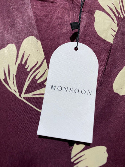MONSOON |XL| BUST FREE| B13| LUXE MAROON SILKY FLORAL MAXI KIMONO WITH WAIST TIE