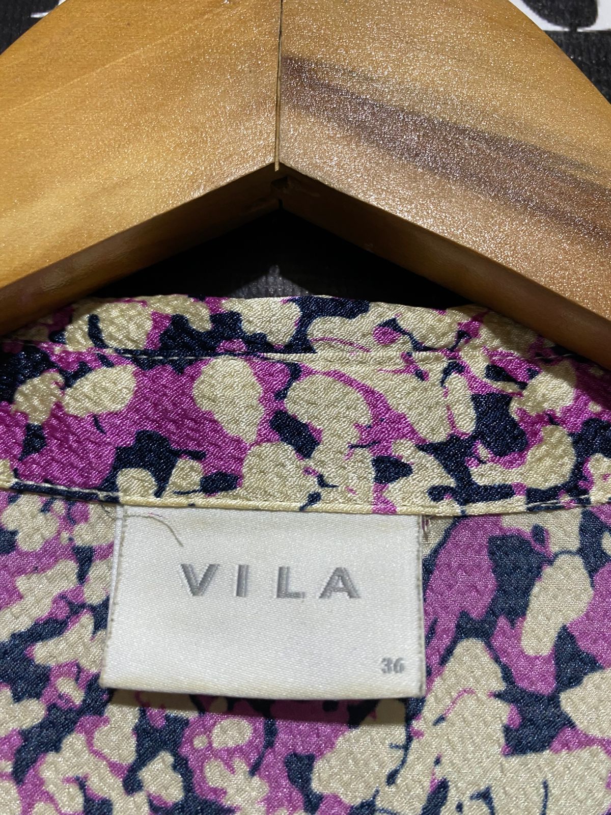 VILA |L| BUST 19| B13| PREMIUM PURPLE AND GOLD ABSTRACT PRINT MIDI SHIRT DRESS WITH WAIST TIE