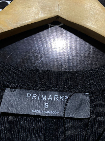PRIMARK |M| BUST 16| B13| BLACK RIBBED RUCHED MIDI DRESS