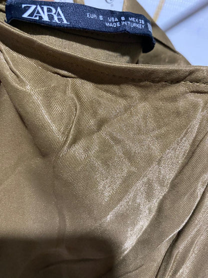 ZARA |S| BUST 15| B13| OLIVE SATIN COWL NECK SLIP DRESS