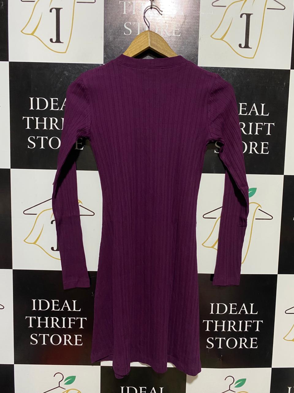 ZARA |S| BUST 14| B13| CHIC DEEP PURPLE TEXTURED KNIT DRESS