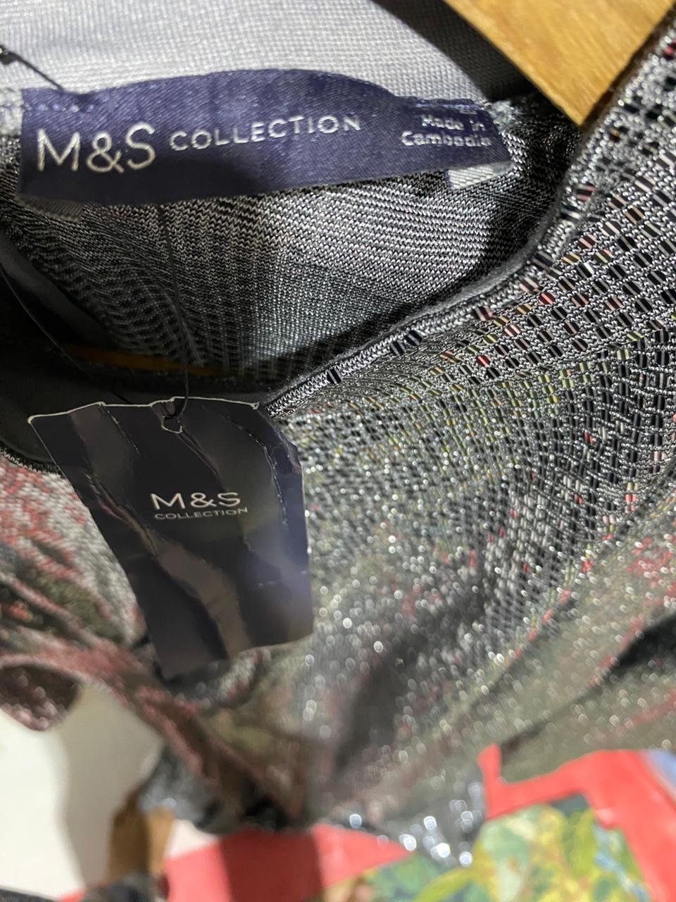 M&S |L| BUST 22| B13| SILVER SEQUIN LONG SLEEVE MAXI DRESS