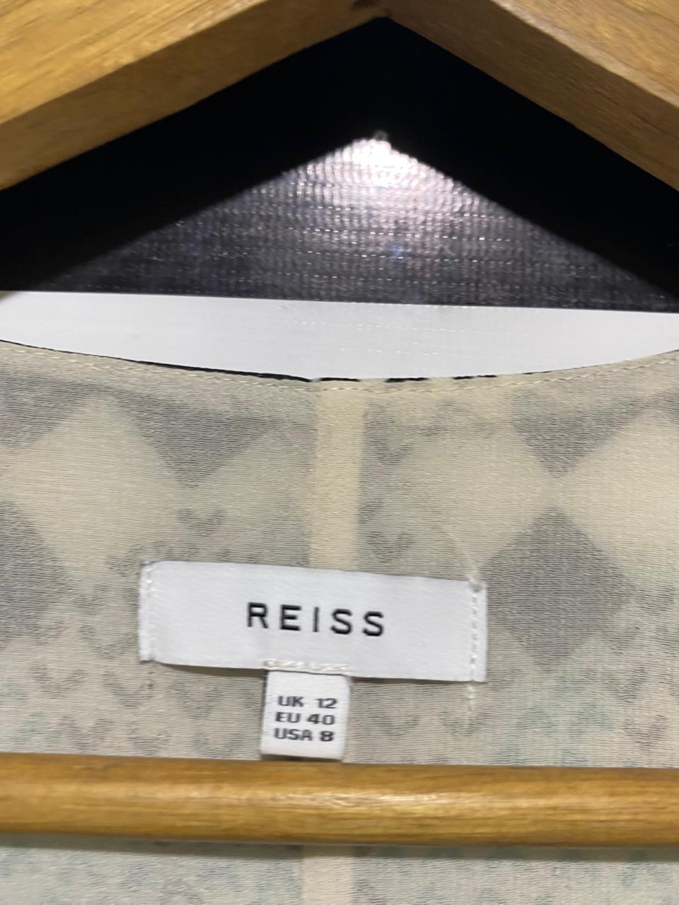 REISS |M| BUST 19| B13| GEOMETRIC PRINT KNOT-FRONT BLOUSE