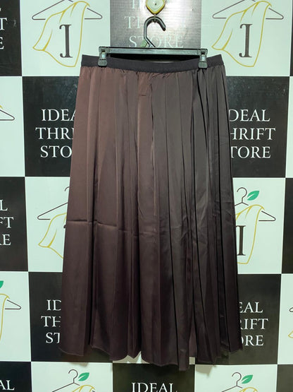 UNIQLO |L| WAIST 30| B13| ELEGANT CHOCOLATE BROWN GLOSSY ACCORDION PLEAT SKIRT