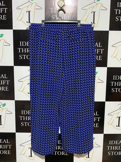 M&S |XXL| WAIST 40| B13| CHIC ROYAL BLUE AND NAVY PATTERNED RELAXED FIT PANTS