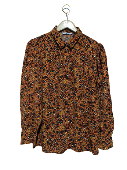 TU WOMAN |L| BUST 19| B14| PREMIUM LEOPARD PRINT BUTTON-DOWN LONG SLEEVE SHIRT