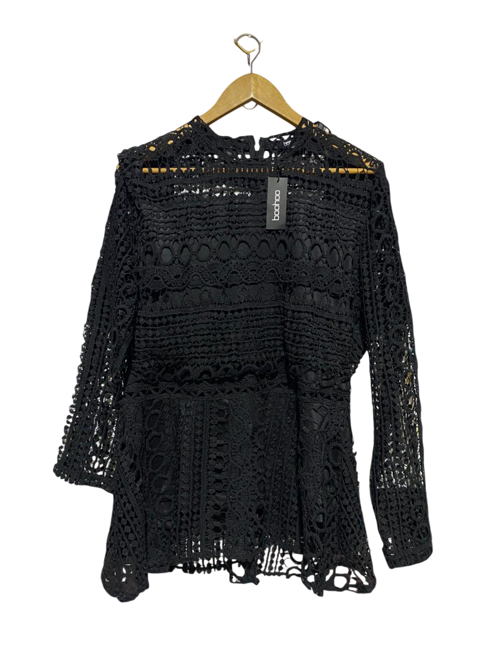 BOOHOO |L| BUST 22| B14| PREMIUM CROCHET LACE LONG SLEEVE TOP IN BLACK